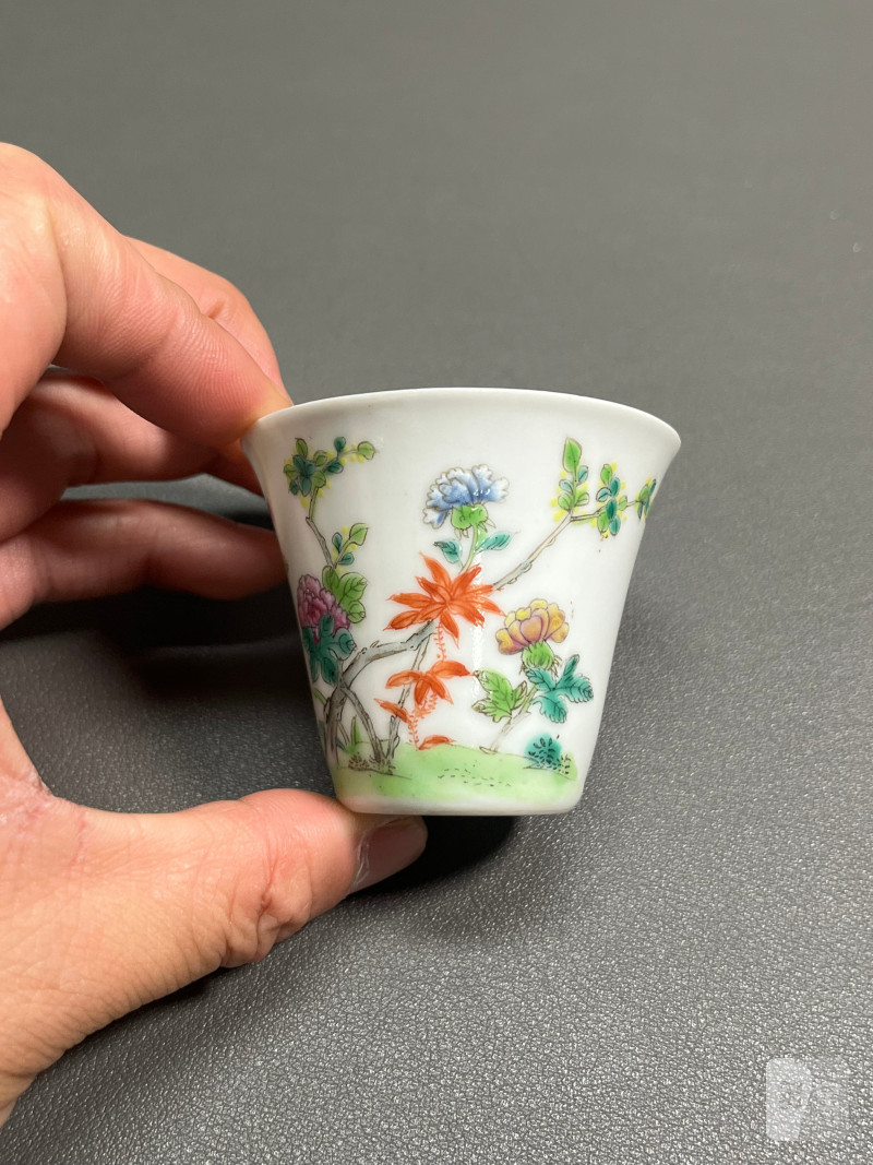 清道光  粉彩花卉纹杯（一对） - 图12
